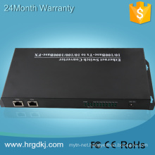 8 fiber port 2 RJ-45 single fiber ip tv converter